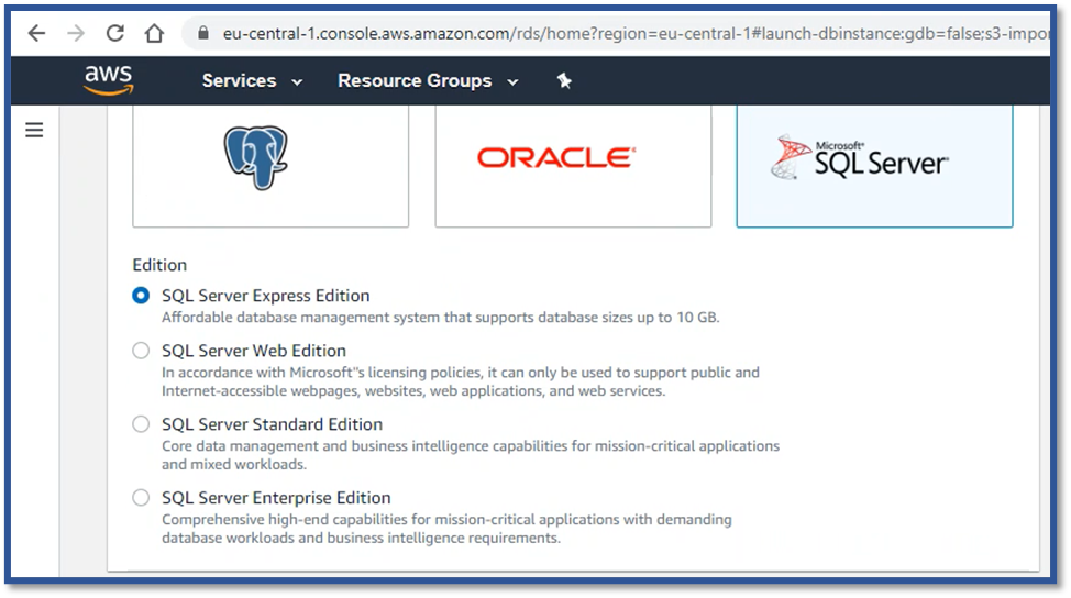 AWS - Database connection 8-1