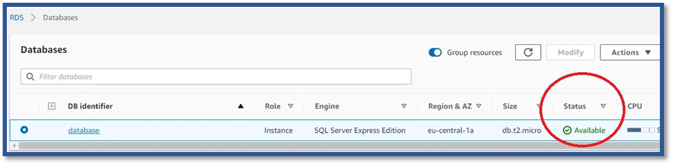 AWS - Database connection 15